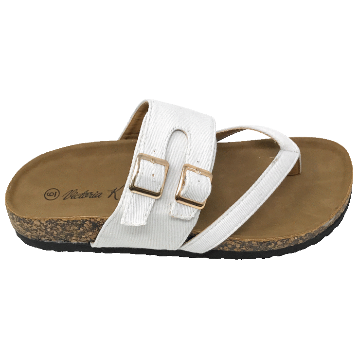 Victoria K Women's Fashion Buckle Footbed Sandals