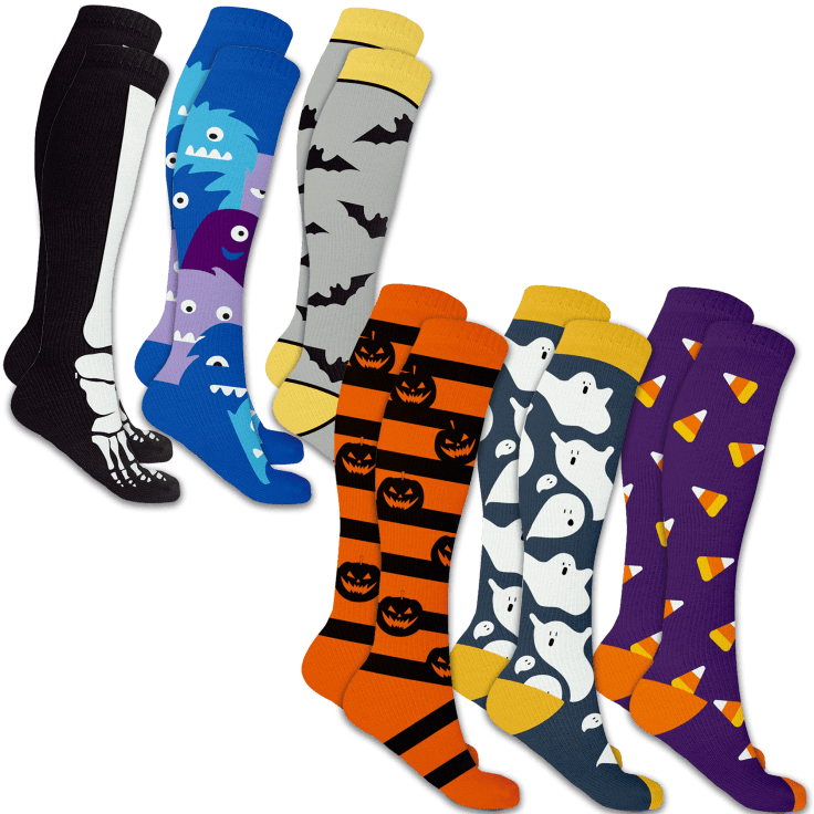 MorningSave: 6-Pack: Halloween Knee-High Compression Socks