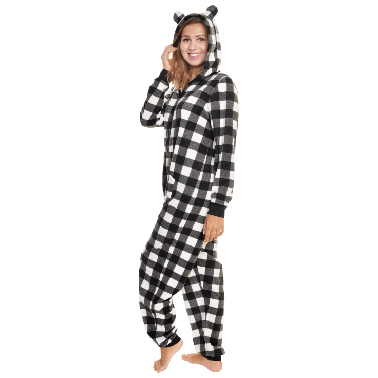 MorningSave: Angelina Women's Fleece Novelty One-Piece Hooded Pajamas