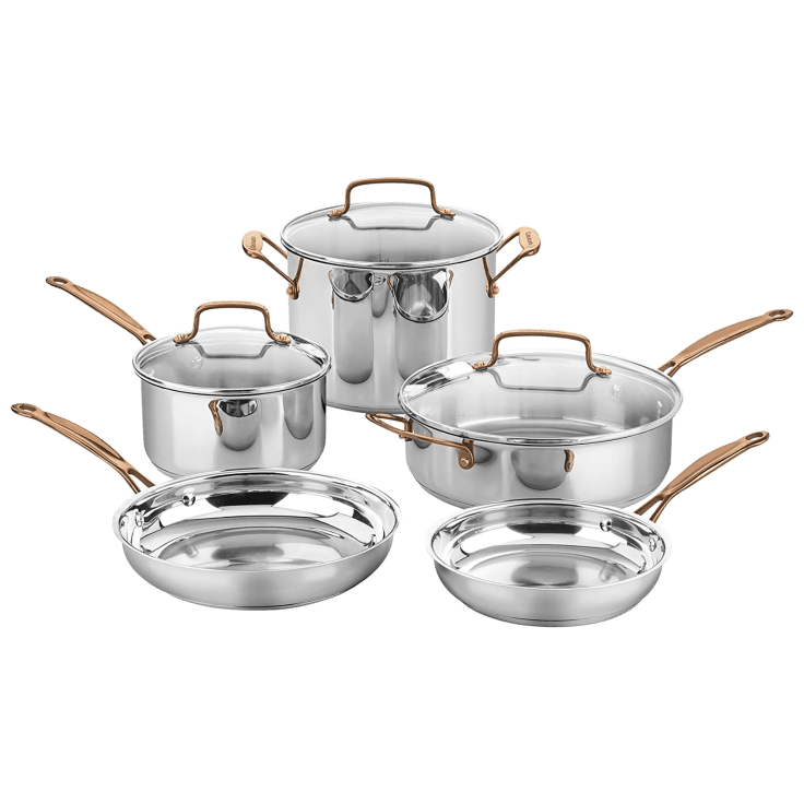 Small saucepan Ø 8 cm stainless steel with gold plated handle