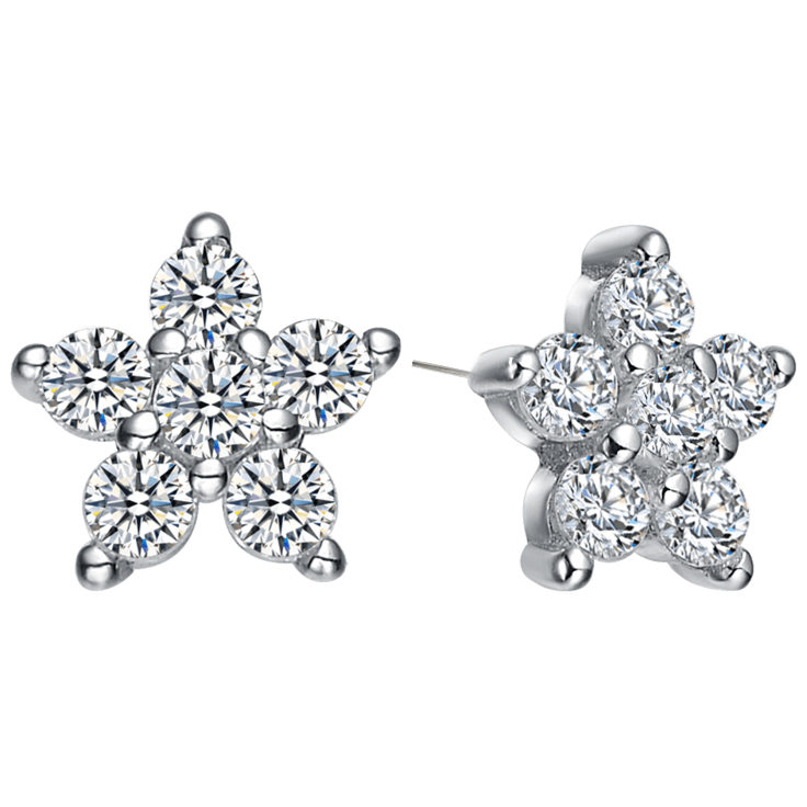 MorningSave: Genevive Star Shape Cubic Zirconia Rhodium Plated Earrings
