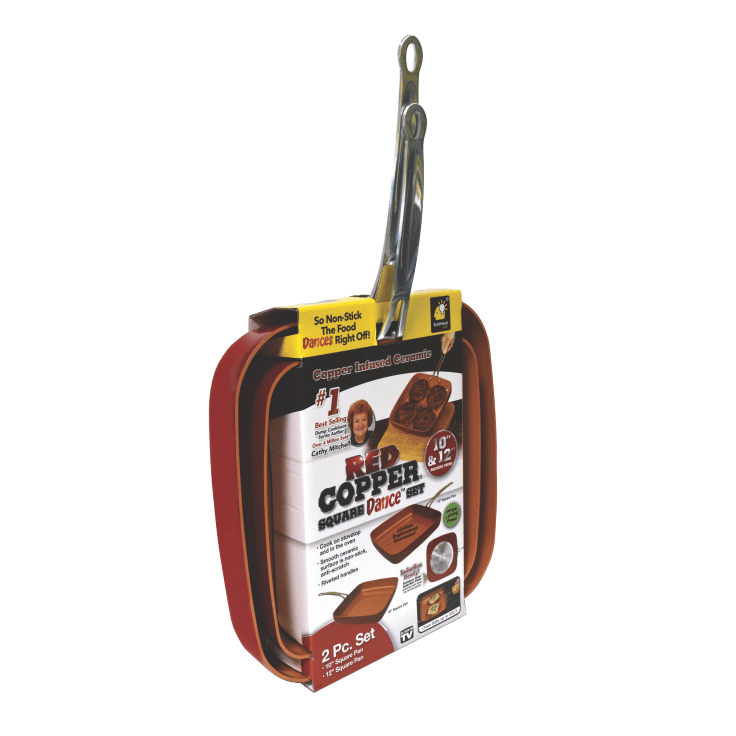 Red Copper Square Dance Frying Pan