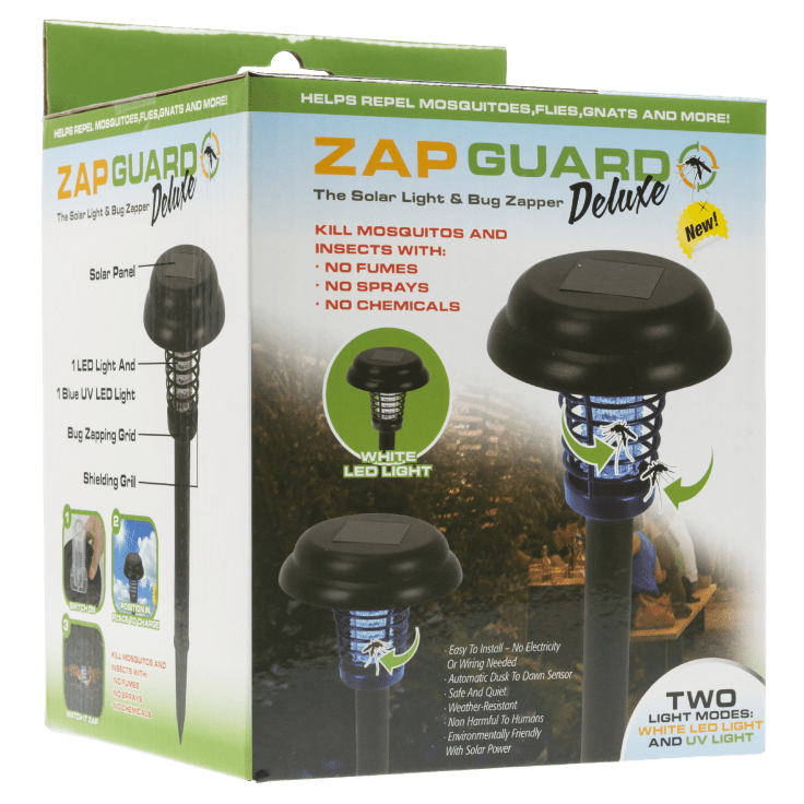 Zapguard Deluxe Solar Powered LED Bug Zapper Pathway Light for Lawn