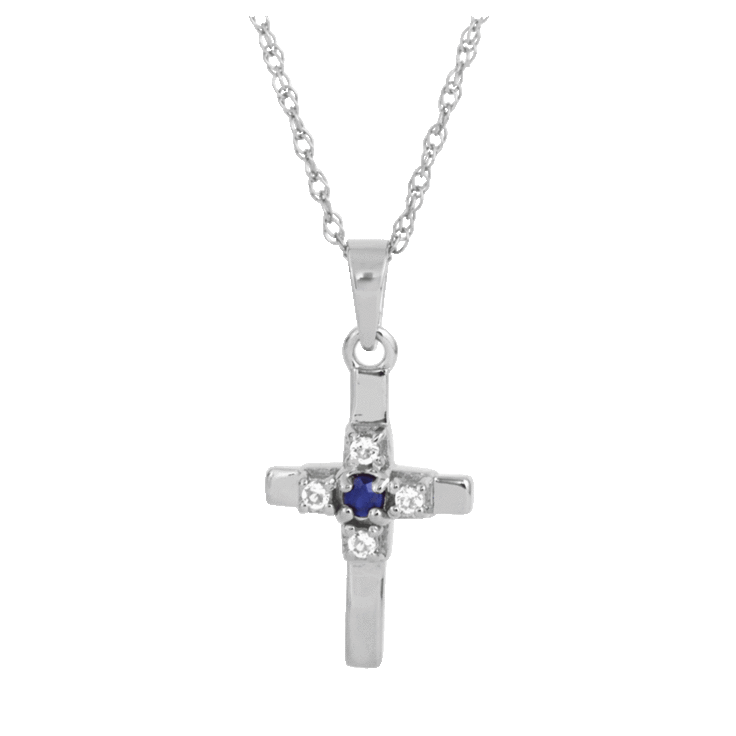 Genuine sapphire cross necklace hot sale