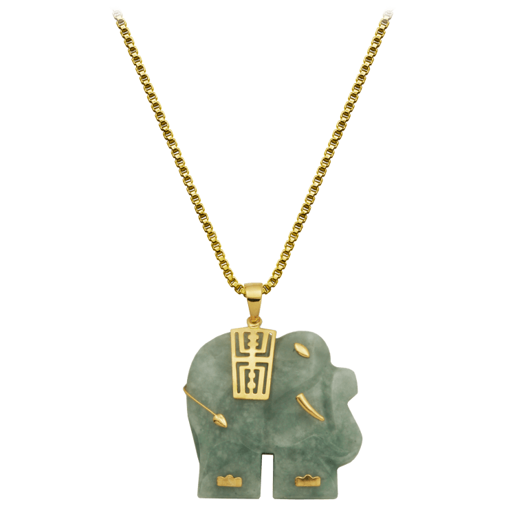 Jade and gold elephant sale pendant