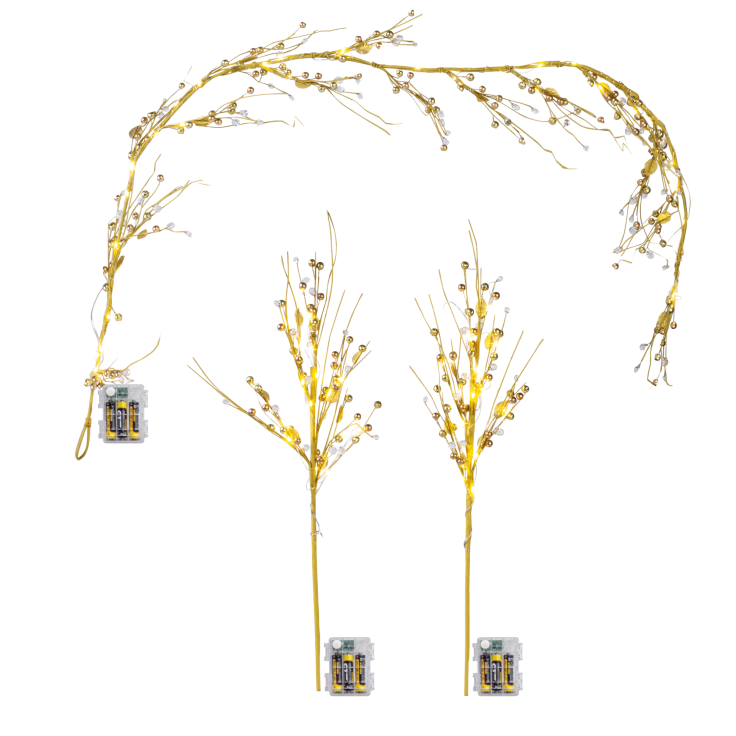 MorningSave Harvest Lane PreLit Garland & 2Piece Set of Twigs with Timer