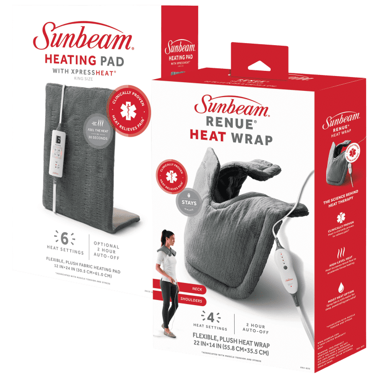 Sunbeam Neck Shoulder Wrap and King Heating Pad Bundle