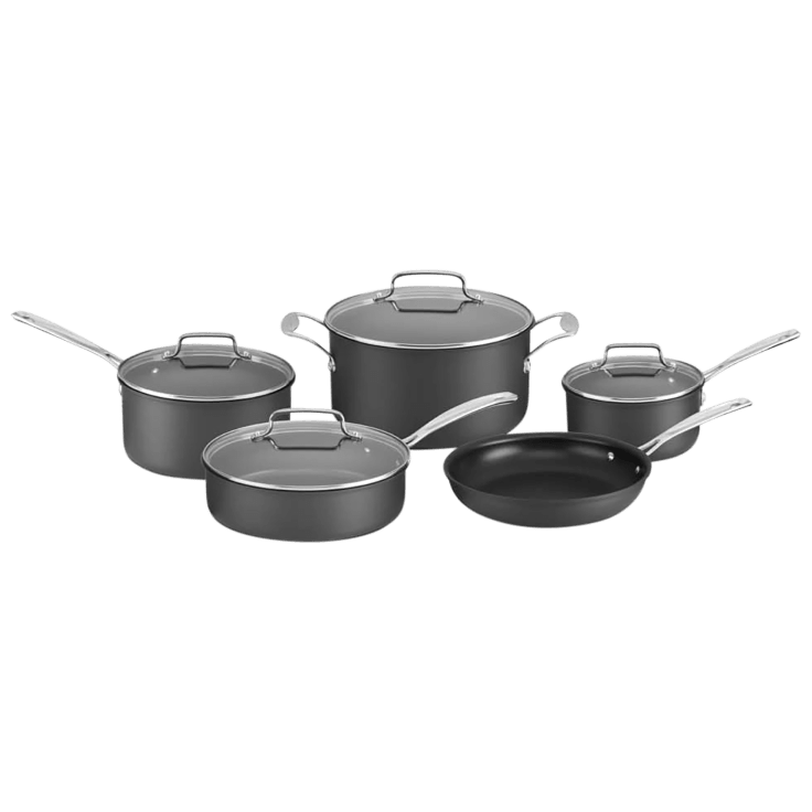 MorningSave Cuisinart 9Piece Hard Anodized DishwasherSafe Cookware Set