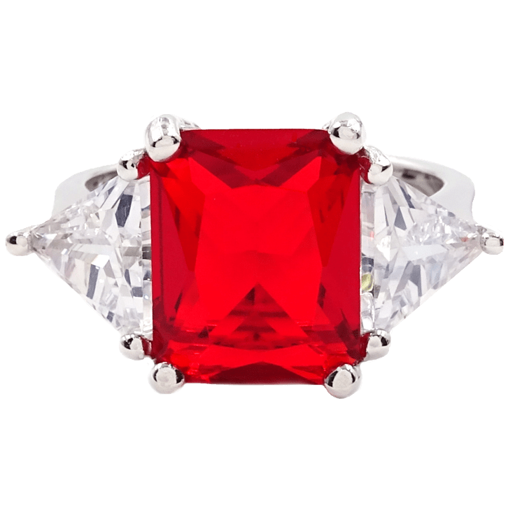 Savvy Cie 18k White Gold Lab Created Ruby Ring