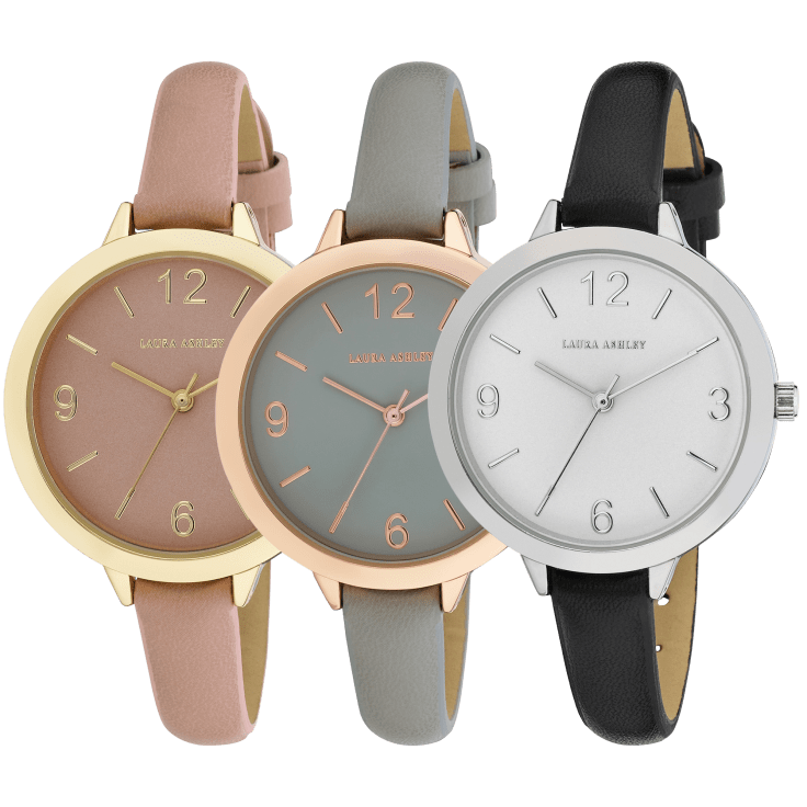 Laura Ashley Arabic Numeral Strap Watch (Available in Grey, Pink, Black)
