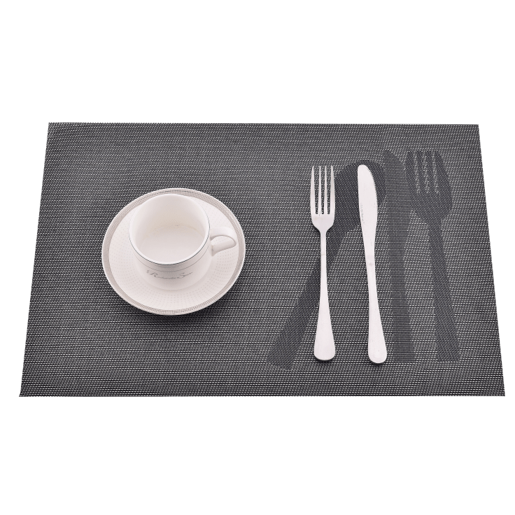 Knife & Fork Jacquard 12 x 18 In. PVC Fiber Woven Non-Slip Washable  Placemat Set of 4