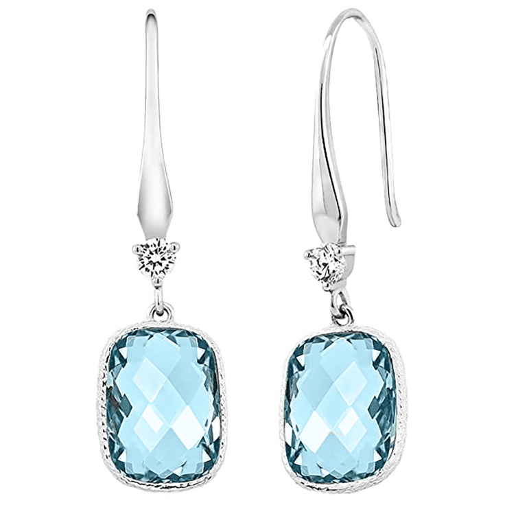 Download Golden NYC Jewelry White Gold Plated Blue Topaz Drop Earrings