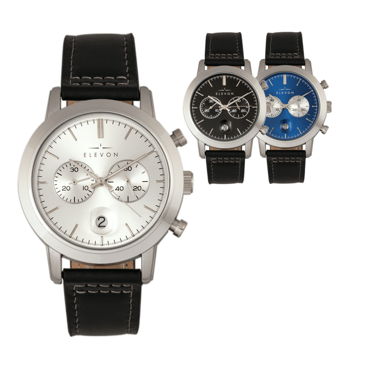 MorningSave Elevon Langley Leather Band Chronograph Watches