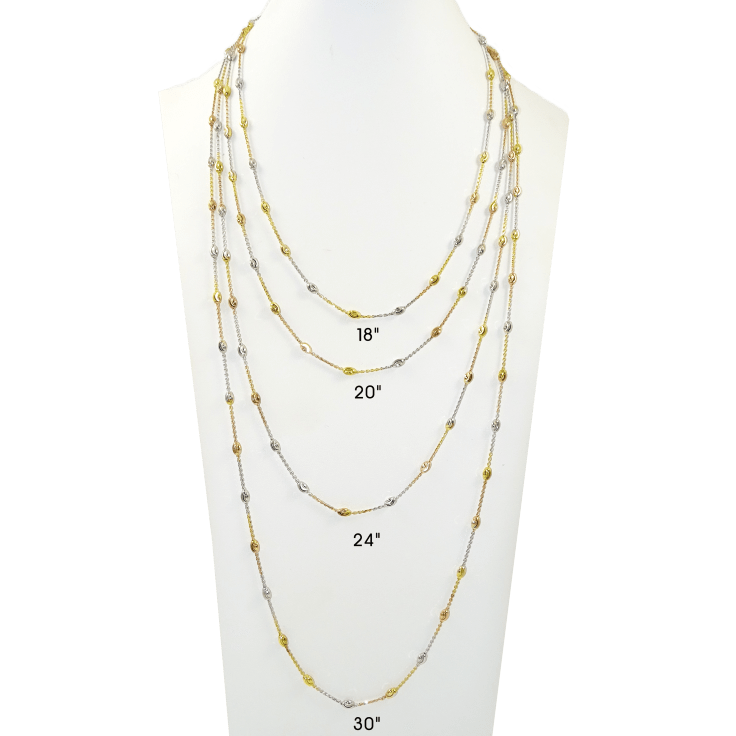 Savvy Cie 18k Italian Gold Tri Colored Anchor Bead Necklace