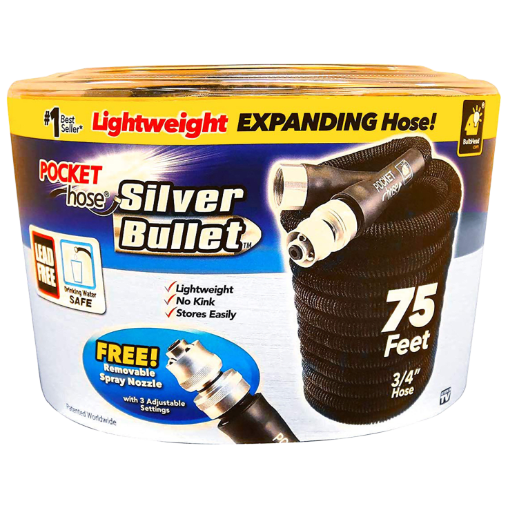 MorningSave ASOTV 75ft Silver Bullet Pocket Hose with Holder