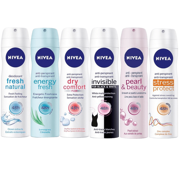 6 Pack Assorted Nivea 48hr Deodorant Antiperspirant Spray For Women