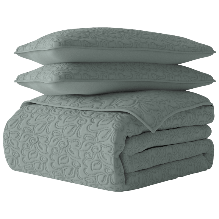MorningSave Cloth & Gable Floral Stitch Quilted Coverlet Set