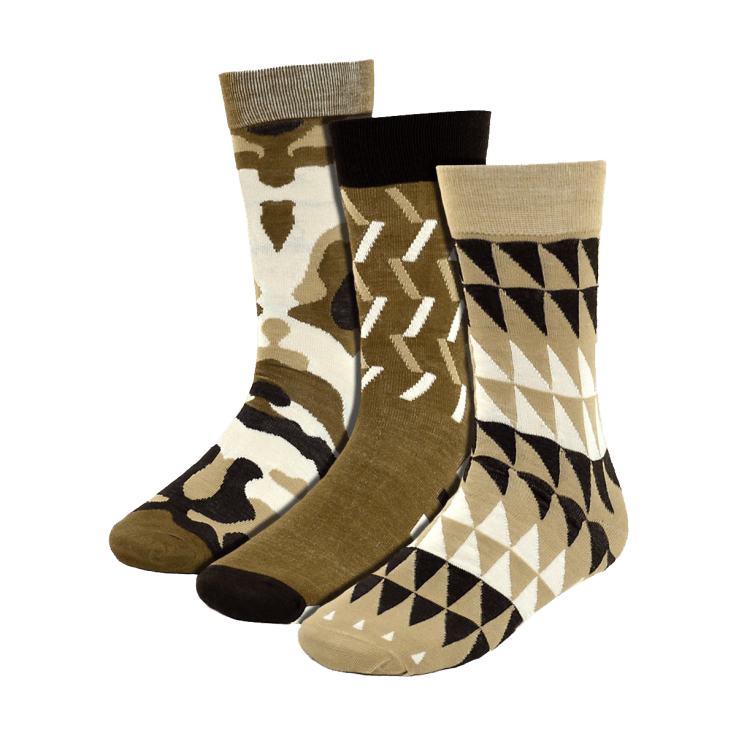 MorningSave Ivory + Mason Men's 3Pack Taupe Dress Socks