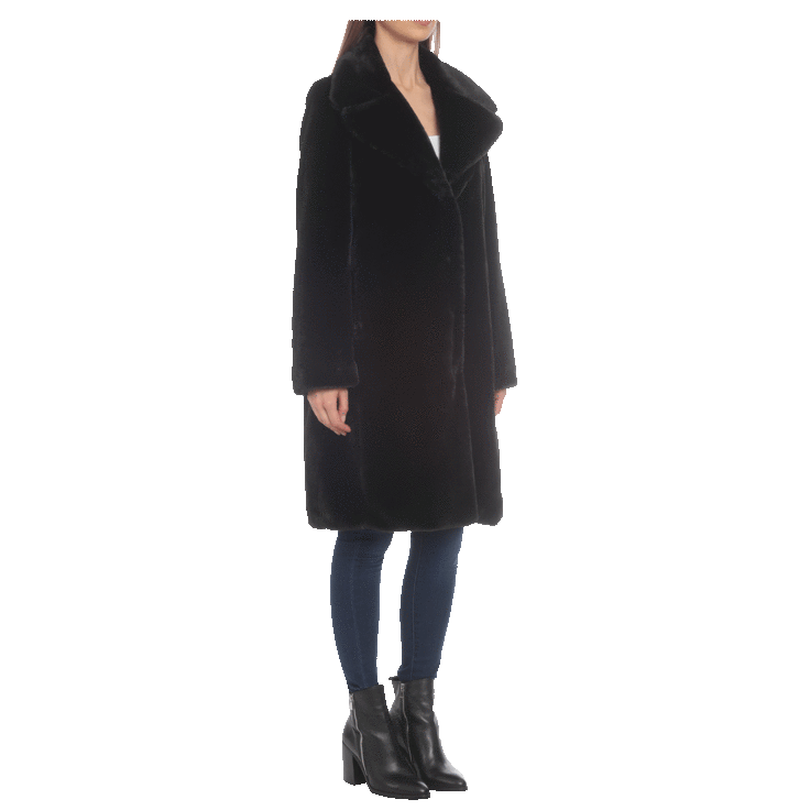 Avec les filles faux clearance fur notch collar coat