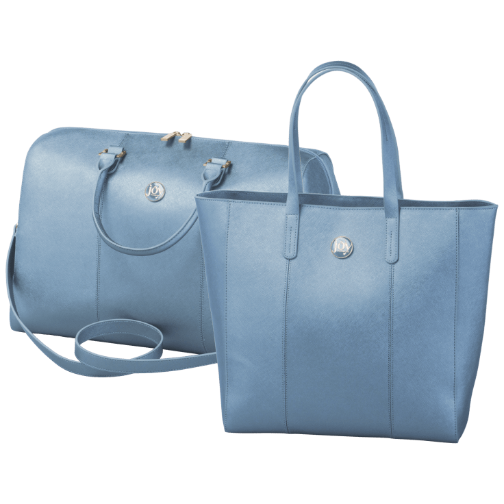 MorningSave Joy Mangano Metallic Leather Weekender Tote Combo