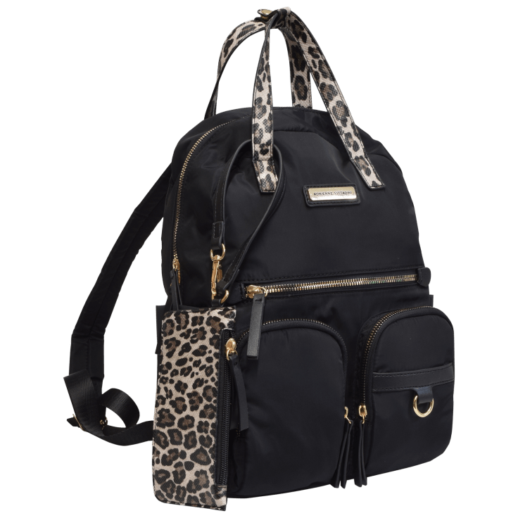Adrienne Vittadini Quilt Backpack Bag Purse Handbag Black Back Pack