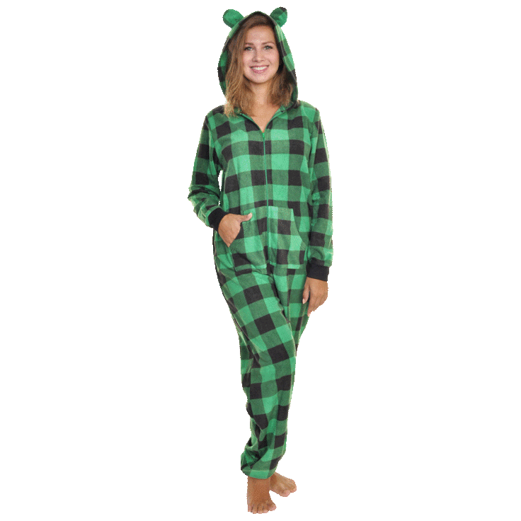 MorningSave Angelina Women's Fleece Novelty OnePiece Hooded Pajamas