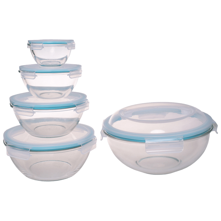 10-Piece Glass Salad Bowl with Locking Lid Sold by at Home