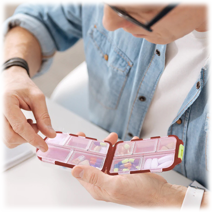 MorningSave 2Pack Thera Rx Portable Pill Case Weekly Travel Pill