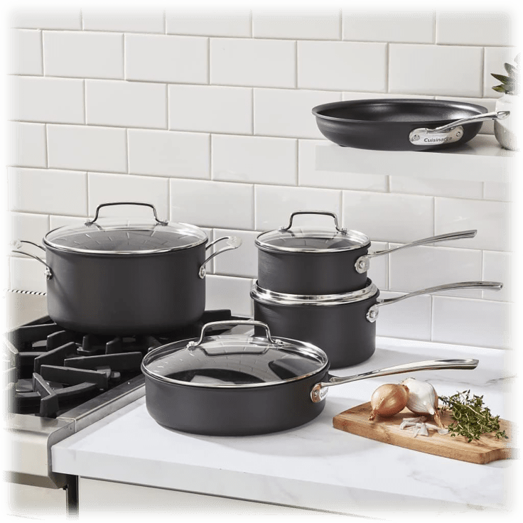 MorningSave Cuisinart 9Piece Hard Anodized DishwasherSafe Cookware Set