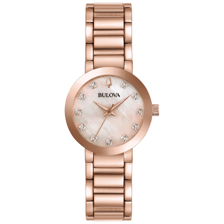MorningSave Bulova Maquina Diamond Rose Gold Tone Ladies Watch 97P132