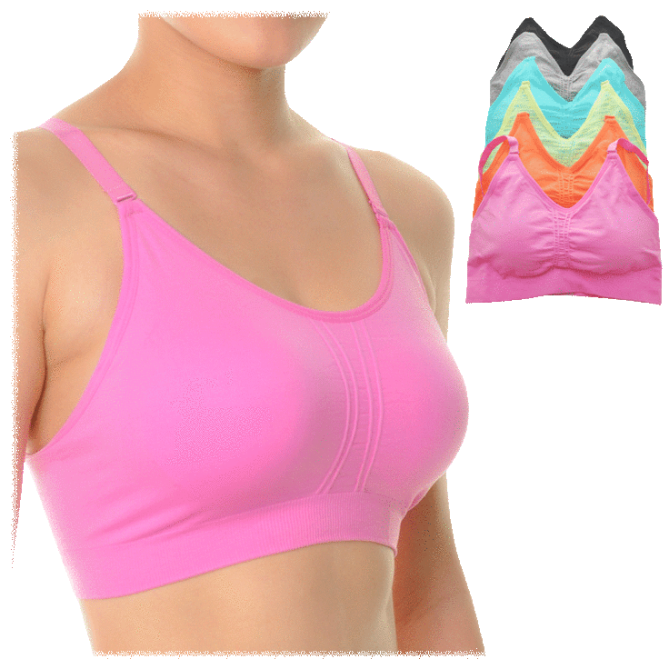 3-Pack: Seamless Miracle Bras with Removable Pads (Colorful, Medium)