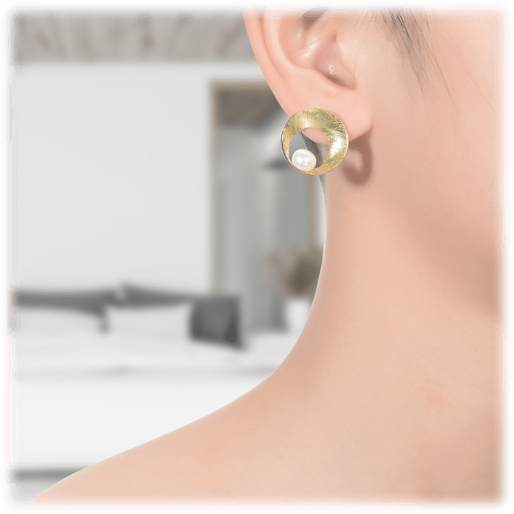 MorningSave Genevive Freshwater Round Pearl Stud Earrings in 14K Gold