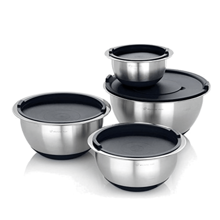 Robert Irvine 6-Piece Microwave-Safe Mixing Bowl and Lid Set, Black