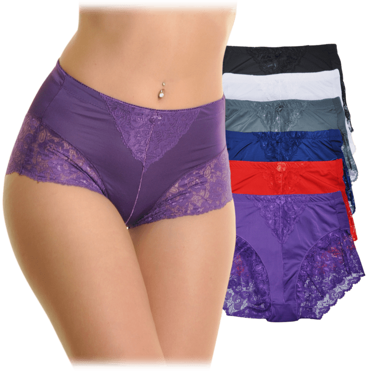 MorningSave: 6-Pack: Angelina Classic High-Waist Satin Briefs with Pocket
