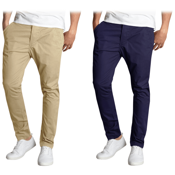 SideDeal: 2-Pack: Men's Cotton Stretch Slim-Fit Classic Chinos