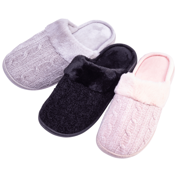 MorningSave Goldtoe Women s Chenille Cable Knit Slippers with
