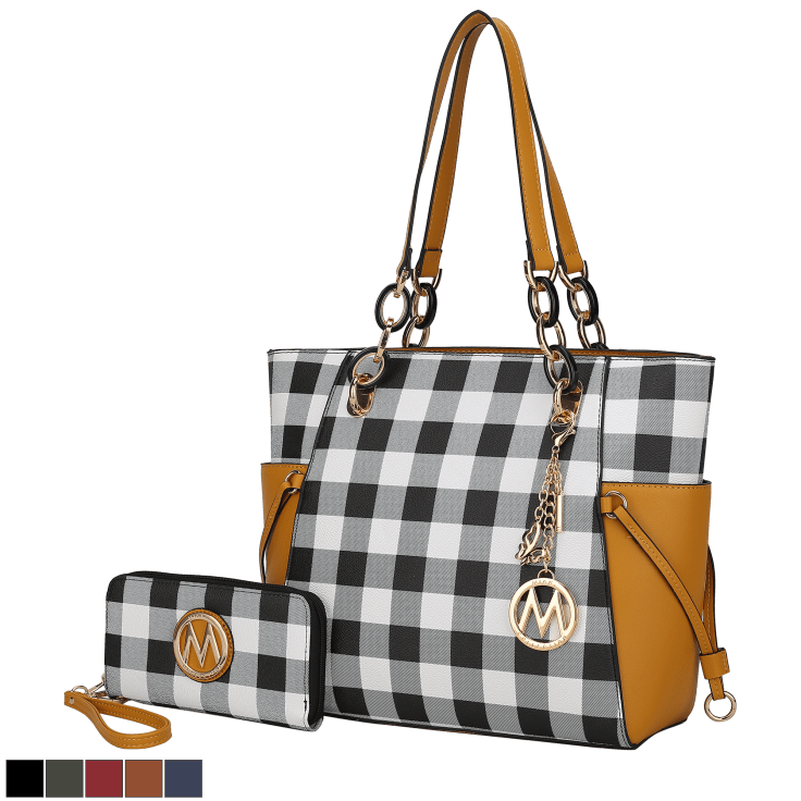 Mk Gdledy Women's Checkered Tote Shoulder Bag