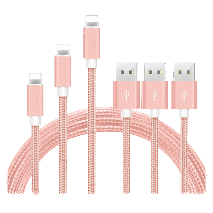 3-Pack 10ft Fast Charge Heavy Duty Braided iPhone Lightning USB Cable