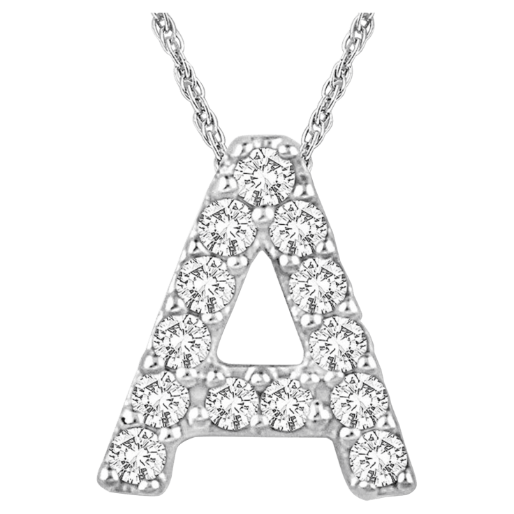 Initial A Pendant Necklace - Sterling Silver - Cubic Zirconia - Mireia Jewelry