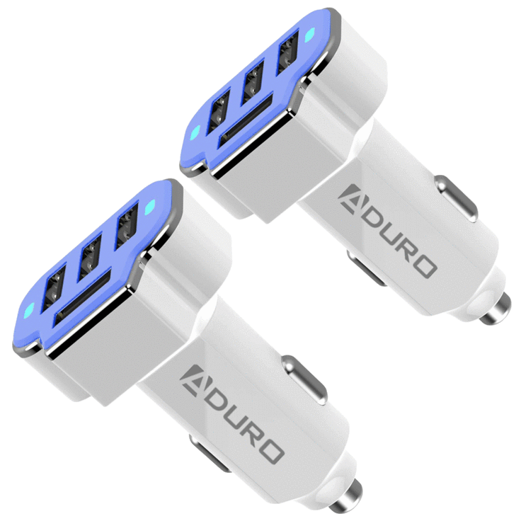SideDeal 2 Pack Aduro 4 Port USB Car Charger Adapters