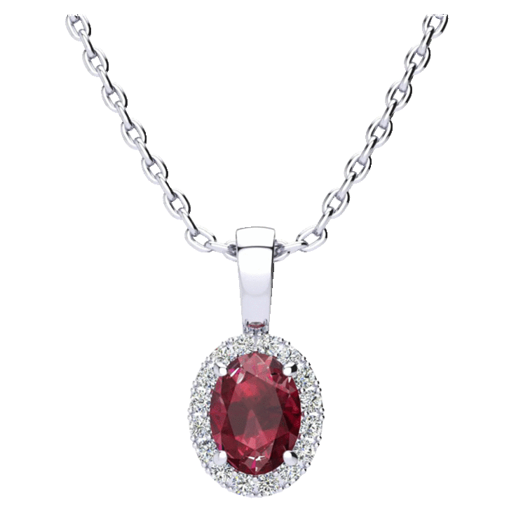 MorningSave: Retrograde 1 Carat TW Oval Shape and Halo Diamond Necklace  with 18 Inch Chain