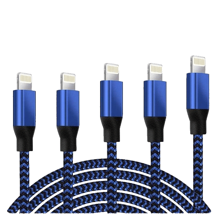 5-Pack Heavy Duty Braided iPhone Lightning Cable Charger Cords