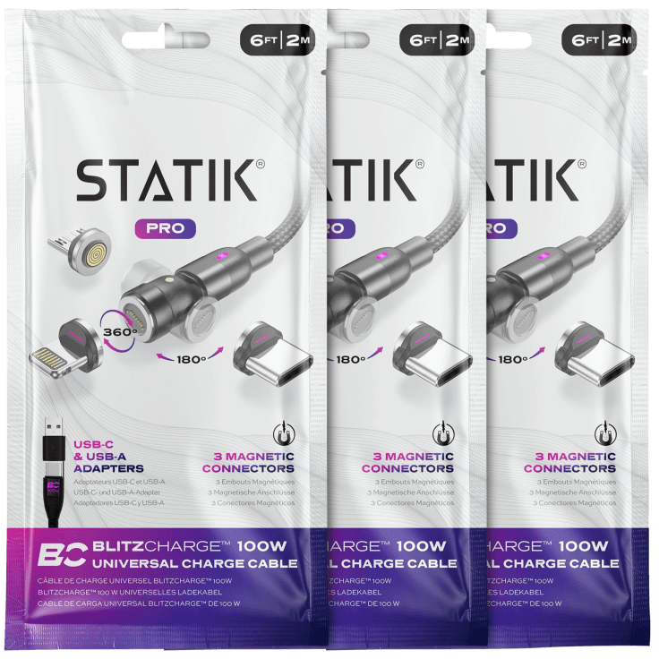 Statik 360 Pro Magnetic Charging Cable 100W Fast Charge Type C and