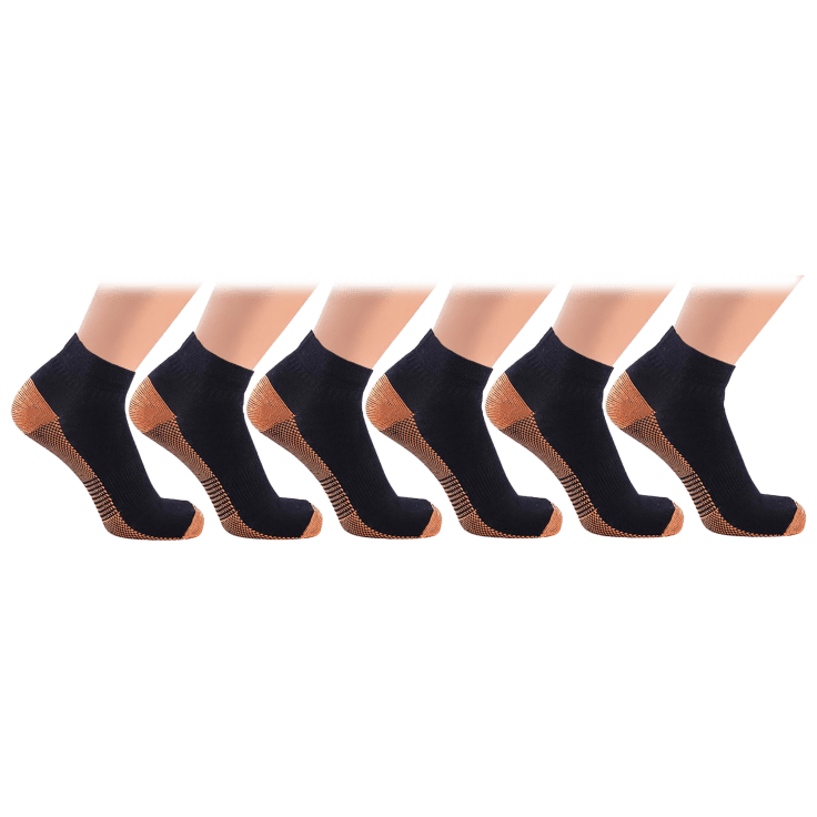 MorningSave: 6-Pack: XTF Black Copper-Infused Compression Ankle-Length ...