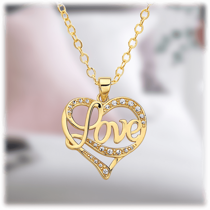 MorningSave Pori Jewelers 14K Yellow Gold Script Love in Heart Diamond