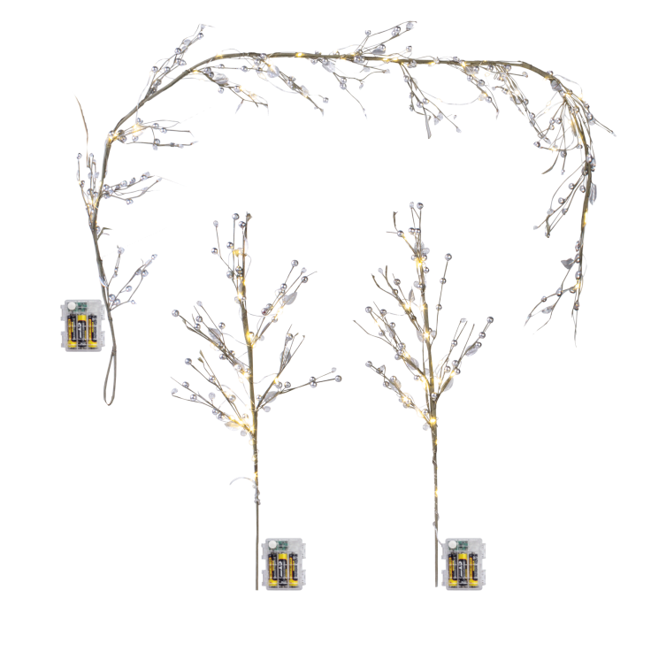 MorningSave Harvest Lane PreLit Garland & 2Piece Set of Twigs with Timer