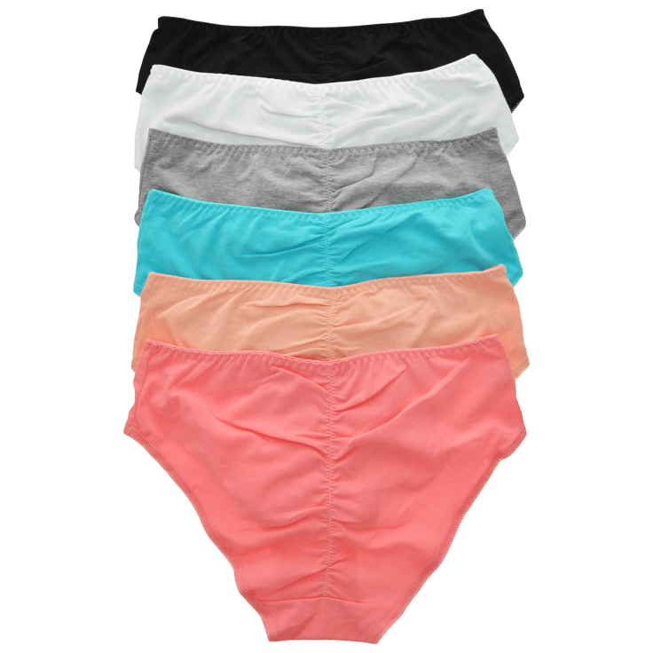 MorningSave: 6-Pack: Angelina Cotton Bikini Panties with Ruched