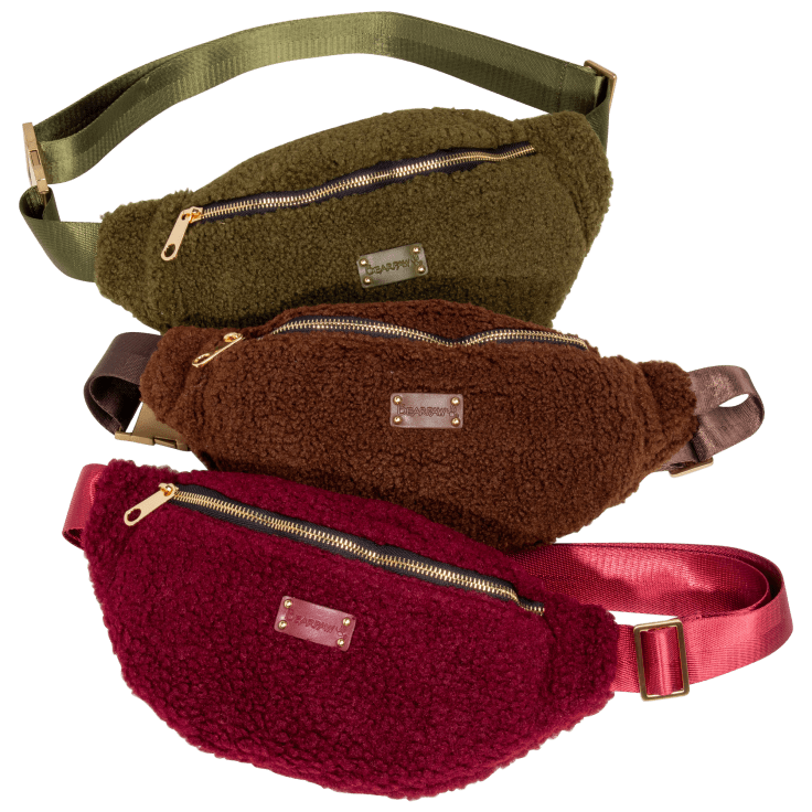 Bear Paw Faux Shearling Belt Bag - Red
