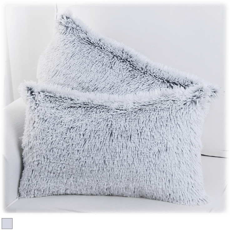 Cheer Collection Set of 2 Shaggy Long Hair Throw Pillows - White - 18 x 18 in
