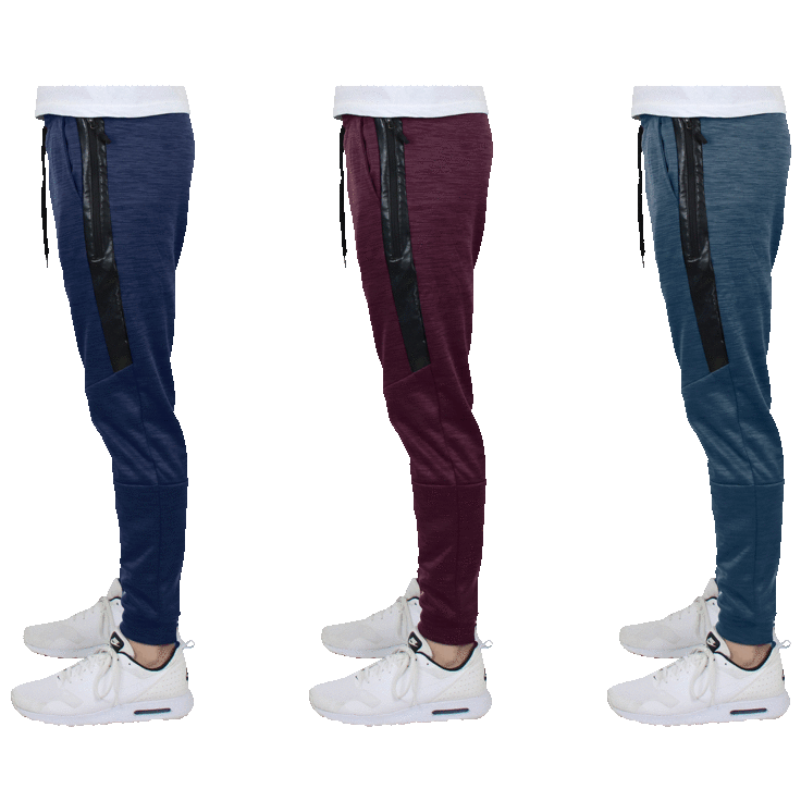3-Pack Men's Slim Fitting Fleece-Lined Tech Joggers (assorted colors)